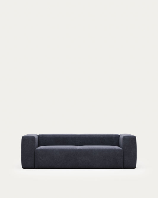 Canapé Blok 3 places ignifugé en chenille bleue 240 cm