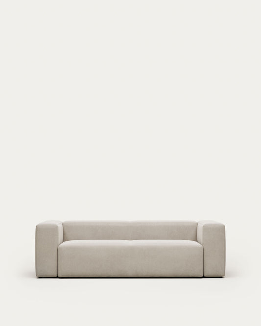 Canapé Blok 3 places ignifugé en chenille blanche 240 cm