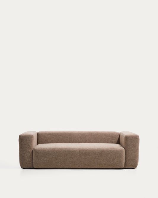 Canapé Blok 3 places en chenille marron 240 cm – FSC Mix Credit