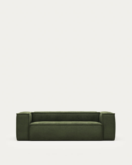 Canapé Blok 3 places ignifugé en velours côtelé épais vert 240 cm FSC Mix Credit