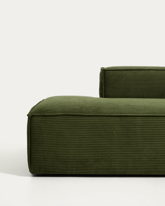Canapé Blok 3 places en velours côtelé épais vert 290 cm – FSC Mix Credit