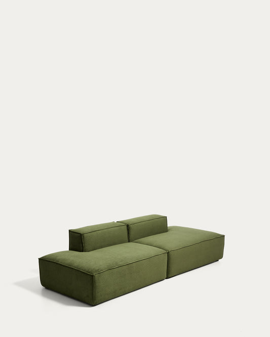 Canapé Blok 3 places en velours côtelé épais vert 290 cm – FSC Mix Credit