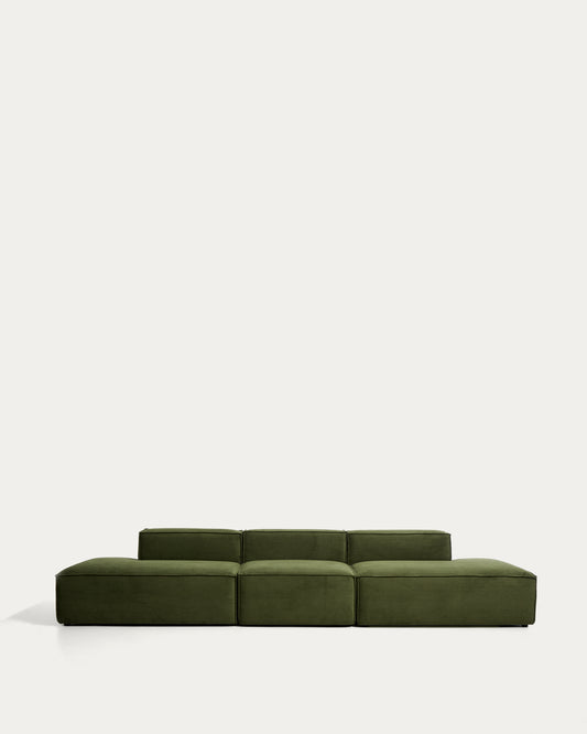 Canapé Blok 4 places en velours côtelé épais vert 380 cm – FSC Mix Credit