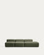 Canapé Blok 3 places avec pouf terminal droit en chenille vert mousse 325 cm – FSC Mix Credit