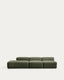 Canapé Blok 3 places avec pouf terminal gauche en chenille vert mousse 325 cm – FSC Mix Credit