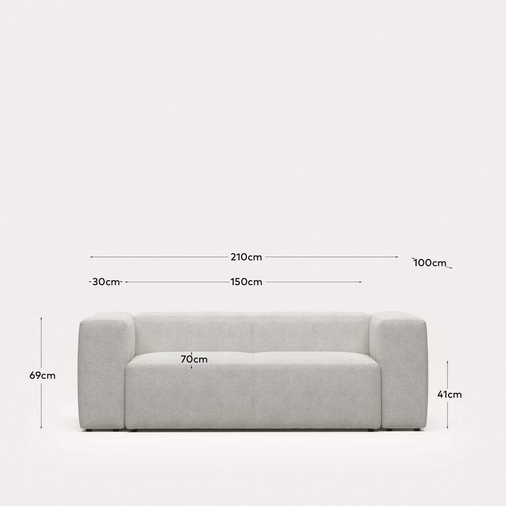 Canapé Blok 2 places ignifugé en bouclette blanche 210 cm FSC Mix Credit