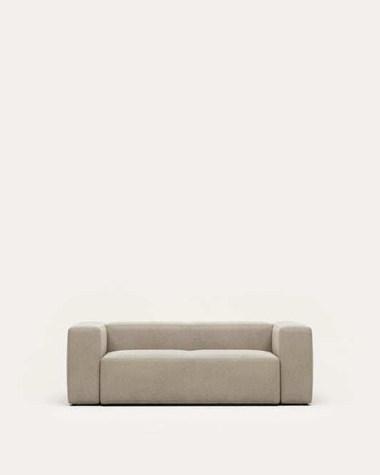 Canapé Blok 2 places ignifugé en chenille beige 210 cm