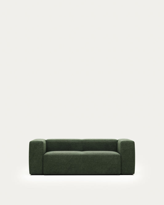 Canapé Blok 2 places ignifugé en chenille verte 210 cm