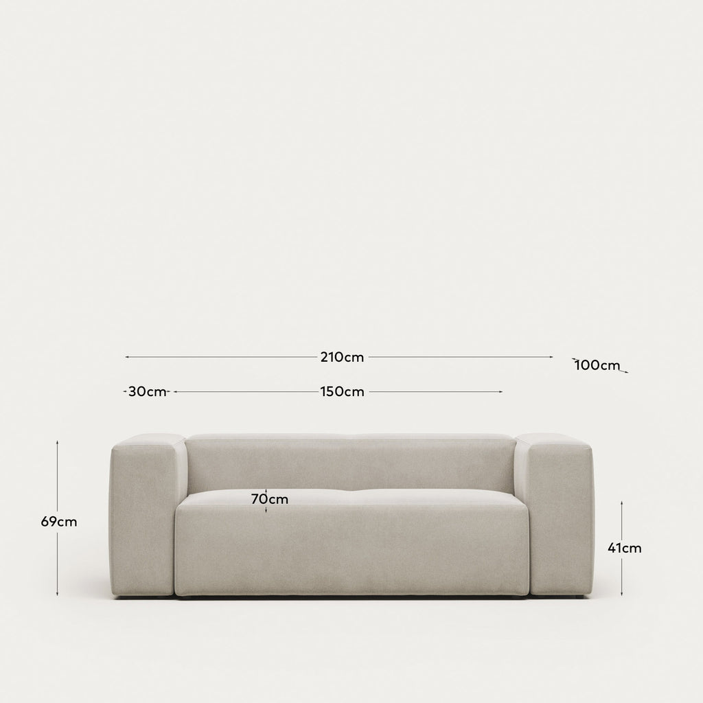 Canapé Blok 2 places ignifugé en chenille blanche 210 cm