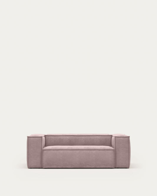 Canapé Blok 2 places en velours côtelé épais rose 210 cm – Certifié FSC Mix Credit