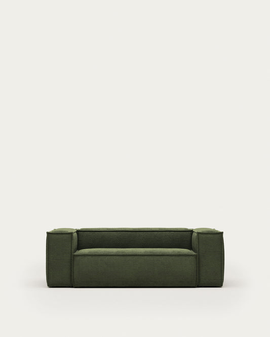 Canapé Blok 2 places ignifugé en velours côtelé épais vert 210 cm FSC Mix Credit