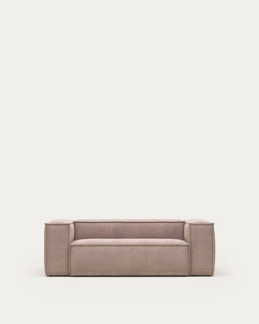 Canapé Blok 2 places ignifugé en velours côtelé épais rose 210 cm FSC Mix Credit