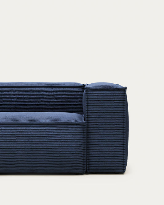 Canapé Blok 2 places ignifugé en velours côtelé épais bleu 210 cm FSC Mix Credit