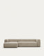 Canapé Blok 4 places avec méridienne gauche ignifugé en chenille beige 330 cm