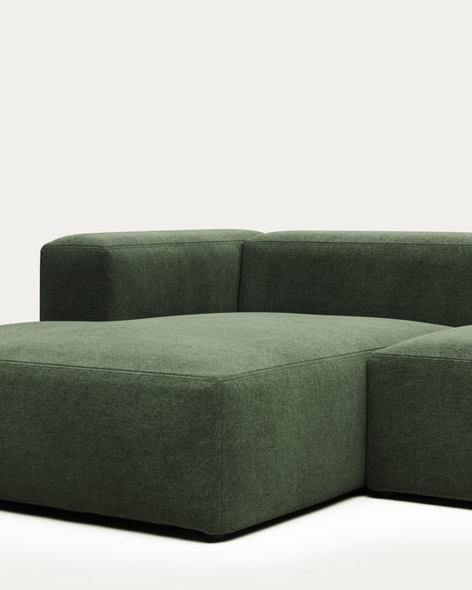 Canapé Blok 4 places avec méridienne gauche ignifugé en chenille verte 330 cm