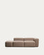 Canapé Blok 3 places avec accoudoir droit et pouf terminal en chenille marron 270 cm – FSC Mix Credit