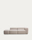 Canapé Blok 3 places avec accoudoir droit et pouf terminal en chenille beige 270 cm – FSC Mix Credit