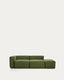 Canapé Blok 3 places avec accoudoir gauche et pouf terminal en velours côtelé épais vert 270 cm – FSC Mix Credit