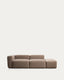 Canapé Blok 3 places avec accoudoir gauche et pouf terminal en chenille marron 270 cm – FSC Mix Credit