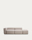 Canapé Blok 3 places avec accoudoir gauche et pouf terminal en chenille beige 270 cm – FSC Mix Credit