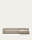 Canapé Blok 4 places avec méridienne droite ignifugé en chenille beige 330 cm