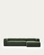 Canapé Blok 4 places avec méridienne droite ignifugé en chenille verte 330 cm