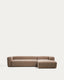 Canapé Blok 4 places en chenille avec méridienne droite marron 330 cm – FSC Mix Credit
