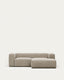 Canapé Blok 2 places avec méridienne droite ignifugé en chenille beige 240 cm