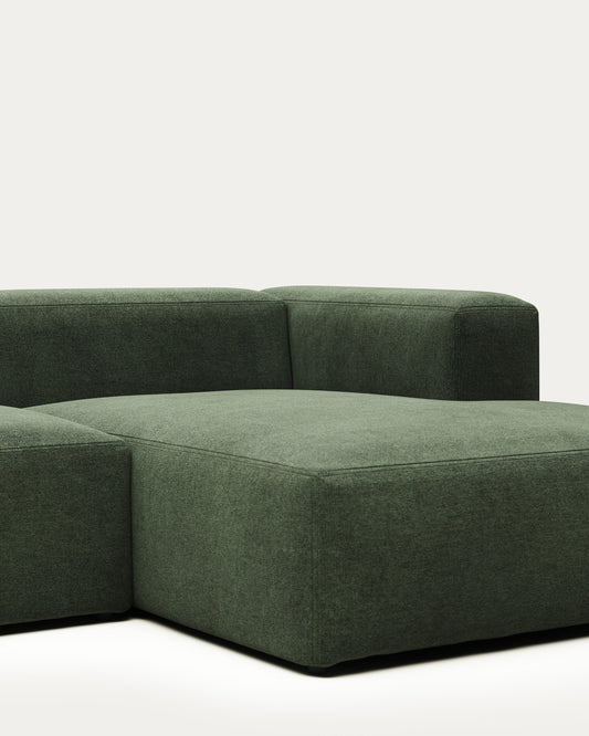 Canapé Blok 2 places avec méridienne droite ignifugé en chenille verte 240 cm