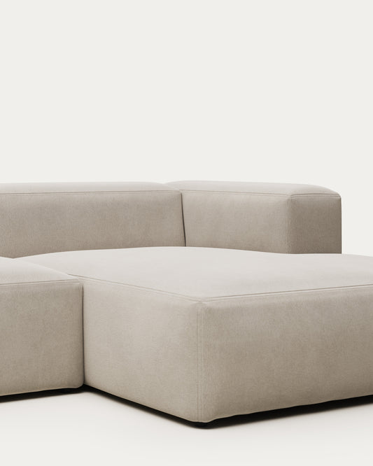 Canapé Blok 2 places avec méridienne droite ignifugé en chenille blanche 240 cm