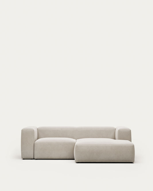 Canapé Blok 2 places avec méridienne droite ignifugé en chenille blanche 240 cm
