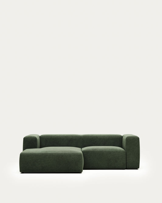 Canapé Blok 2 places avec méridienne gauche ignifugé en chenille verte 240 cm
