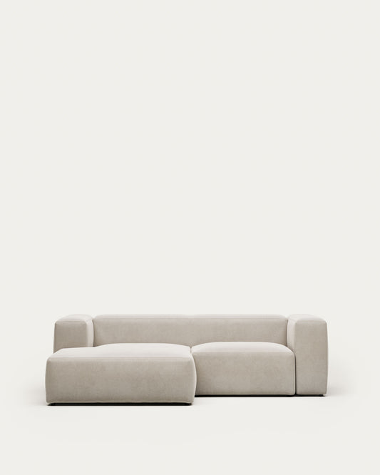 Canapé Blok 2 places avec méridienne gauche ignifugé en chenille blanche 240 cm