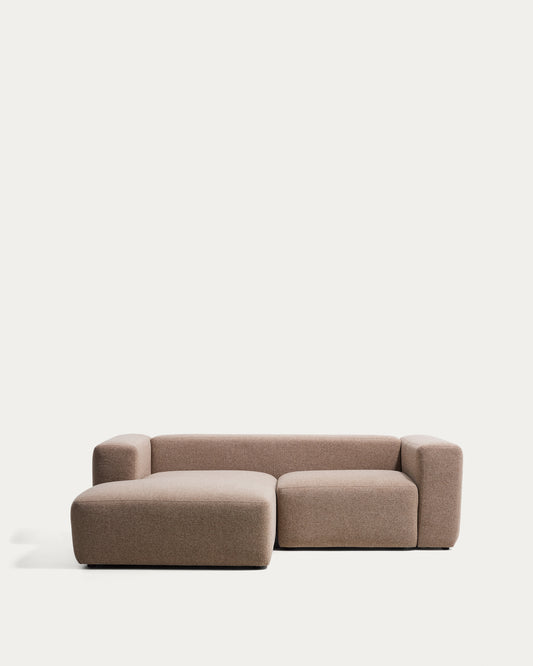 Canapé Blok 2 places en chenille avec méridienne gauche marron 240 cm – FSC Mix Credit