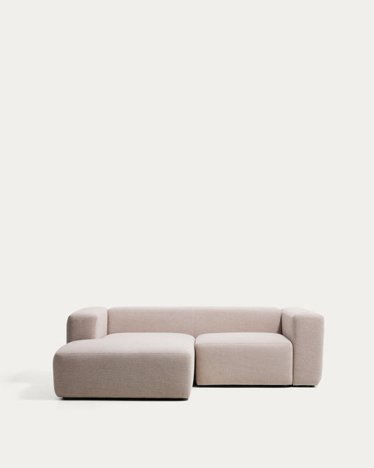 Canapé Blok 2 places en chenille avec méridienne gauche beige 240 cm – FSC Mix Credit