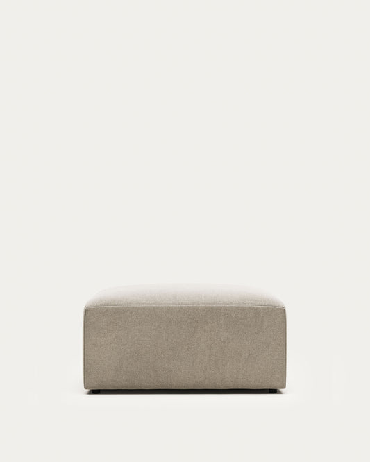 Repose-pieds Blok ignifugé en chenille beige 90 x 74 cm