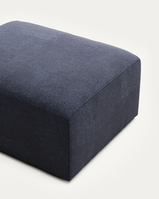 Repose-pieds Blok ignifugé en chenille bleue 90 x 74 cm