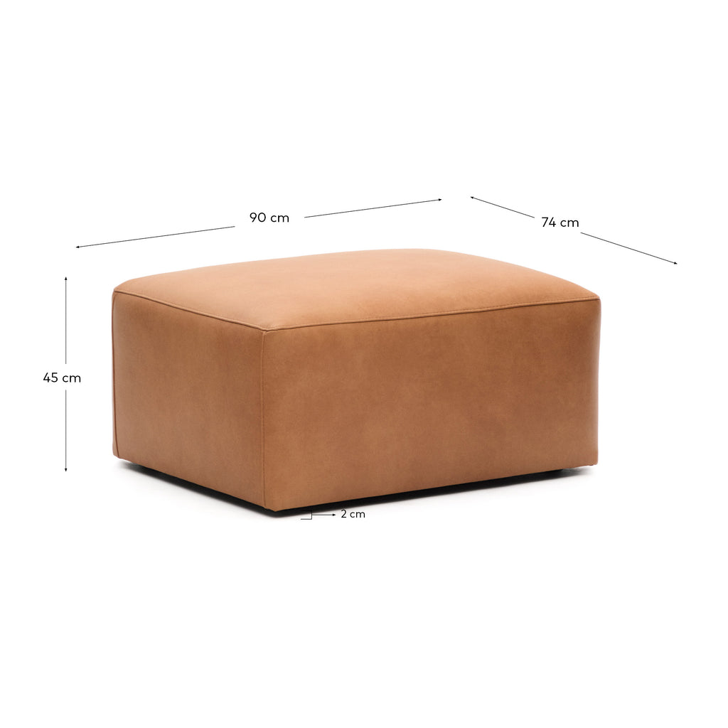 Repose-pieds Blok en cuir marron 90 x 74 cm
