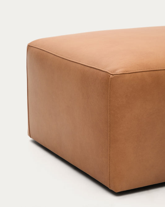 Repose-pieds Blok en cuir marron 90 x 74 cm