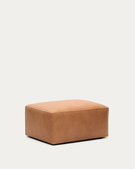 Repose-pieds Blok en cuir marron 90 x 74 cm