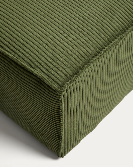 Pouf terminal Blok en velours côtelé vert 90 x 104 cm – FSC Mix Credit