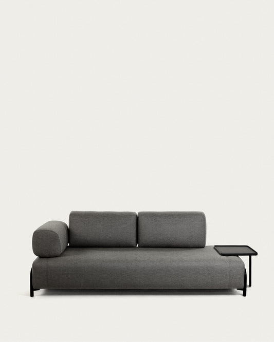 Canapé Compo 3 places gris foncé avec grand plateau 252 cm