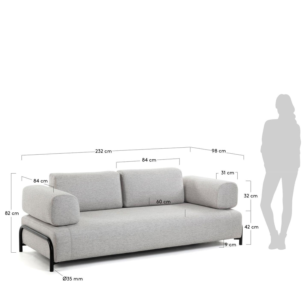Canapé Compo 3 places beige grisâtre 232 cm