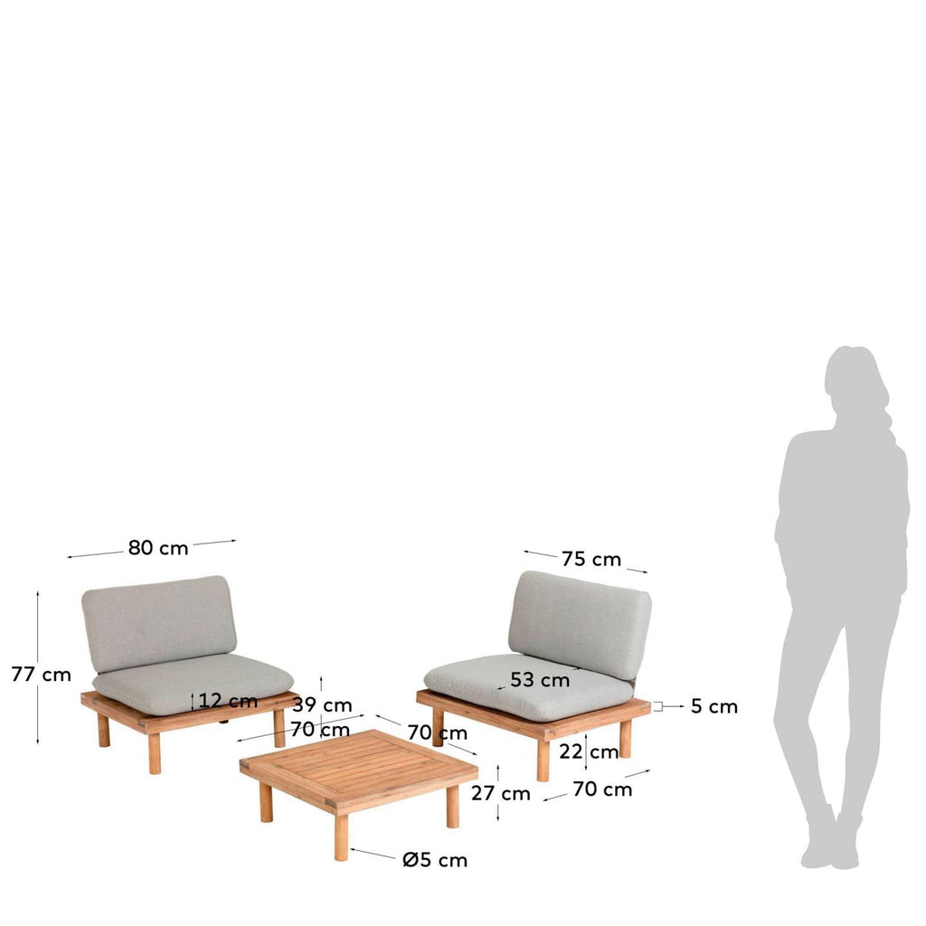 Ensemble Viridis de 2 fauteuils et 1 table FSC 100 %