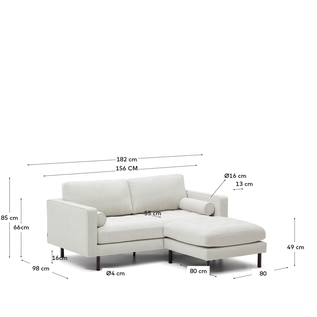 Canapé  Debra 2 places et repose-pied en  chenille perle pieds finition wengué 182 cm FSC Mix Credit