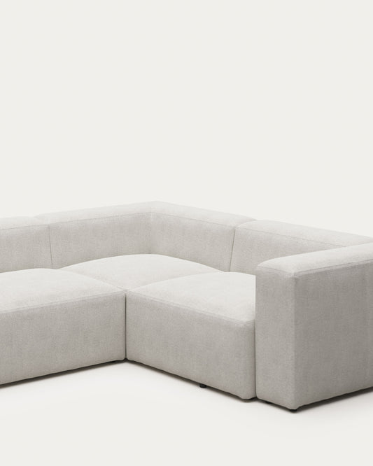 Canapé d’angle Blok 4 places bouclette blanc 320 x 230 cm / 230 x 320 cm FR