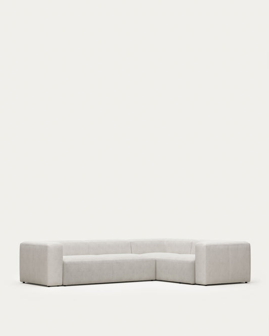 Canapé d’angle Blok 4 places bouclette blanc 320 x 230 cm / 230 x 320 cm FR