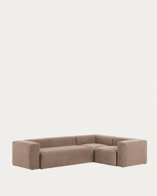 Canapé d’angle Blok 4 places en chenille rose 320 x 230 cm – Certifié FSC Mix Credit