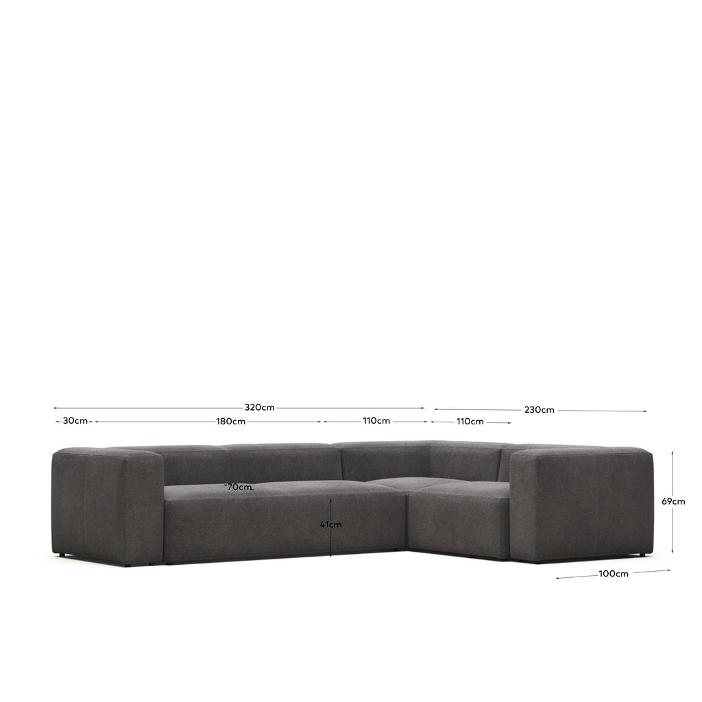Canapé d’angle Blok 4 places gris 320 x 230 cm / 230 x 320 cm FR