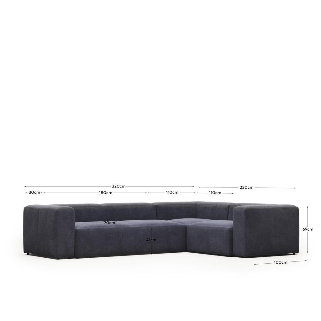 Canapé d’angle Blok 4 places bleu 320 x 230 cm / 230 x 320 cm FR